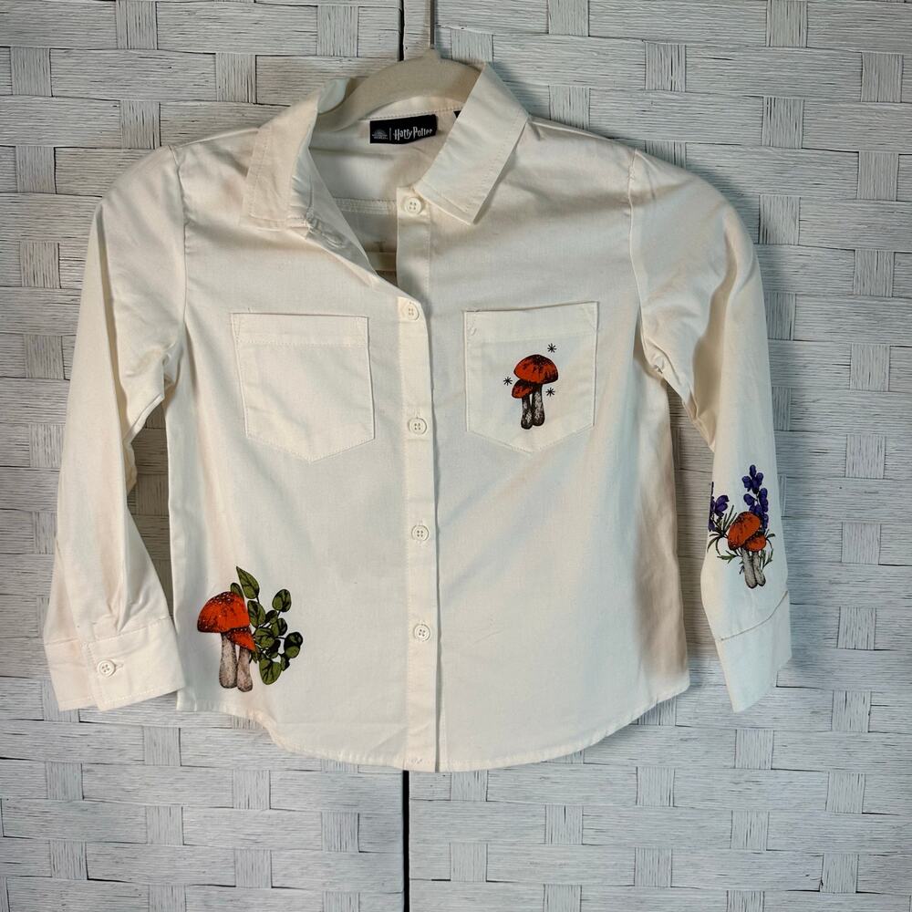 Harry Potter button down top herbology roots, and plants, kids quirky, fun